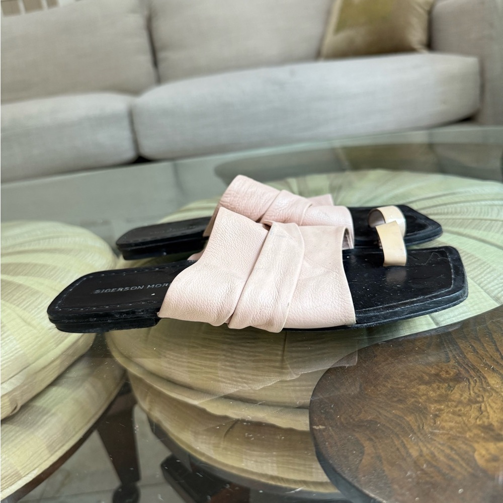 Sigerson Morrison Blush Leather Slide Sandals